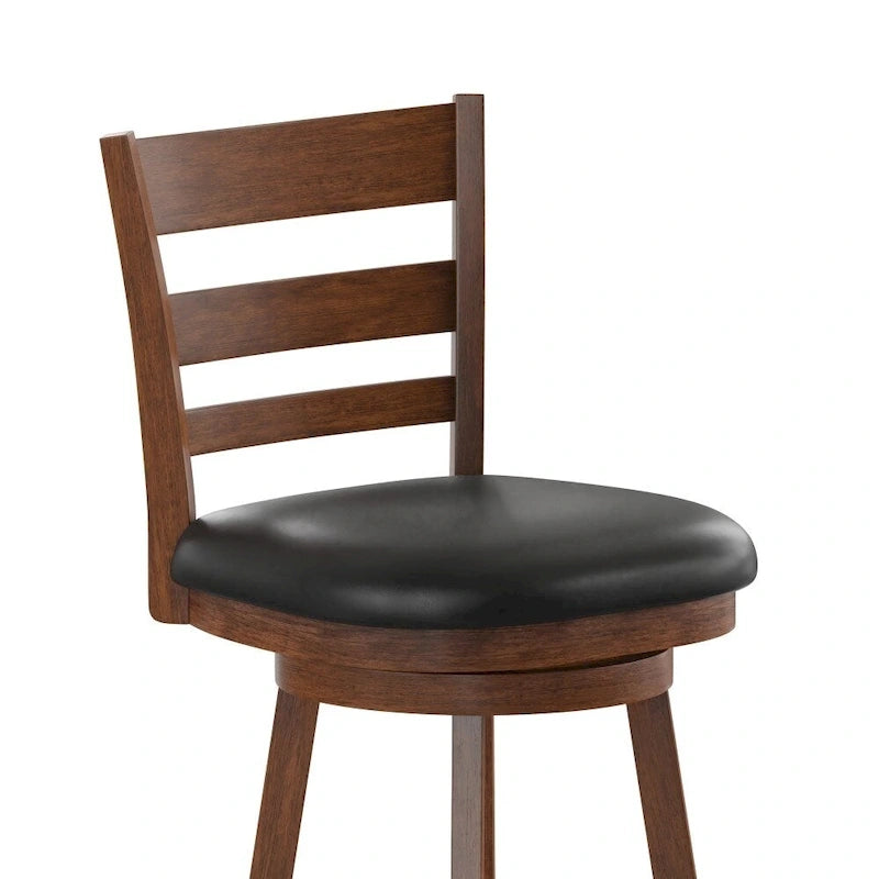 Sgabello da bancone con schienale a pioli Antique Oak/Espresso e nero con seduta girevole, 1 posto