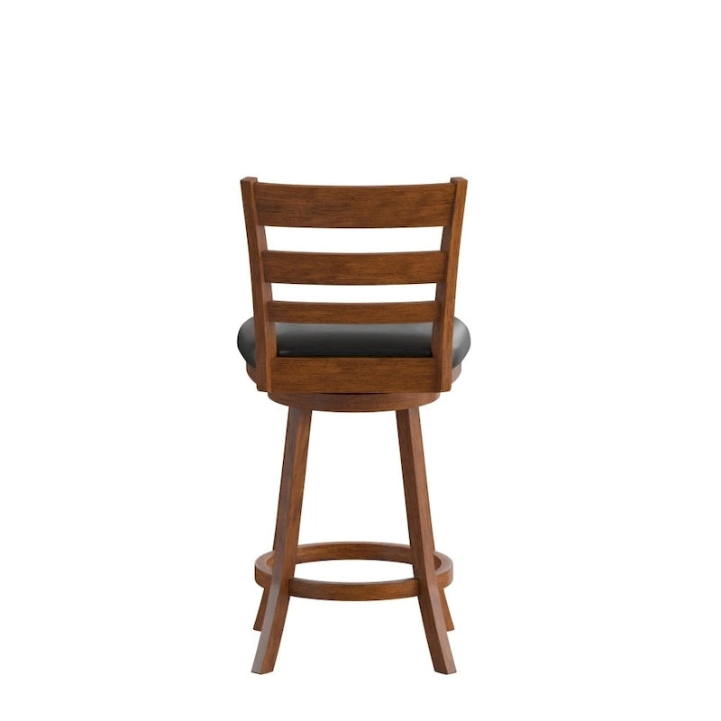 Sgabello da bancone con schienale a pioli Antique Oak/Espresso e nero con seduta girevole, 1 posto