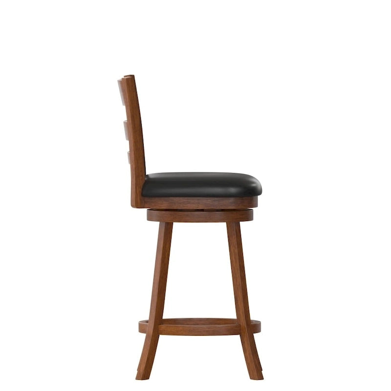 Sgabello da bancone con schienale a pioli Antique Oak/Espresso e nero con seduta girevole, 1 posto