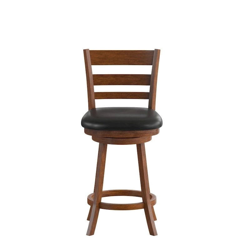 Sgabello da bancone con schienale a pioli Antique Oak/Espresso e nero con seduta girevole, 1 posto