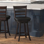 Sgabello da bancone con schienale a pioli Antique Oak/Espresso e nero con seduta girevole, 1 posto