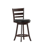 Sgabello da bancone con schienale a pioli Antique Oak/Espresso e nero con seduta girevole, 1 posto