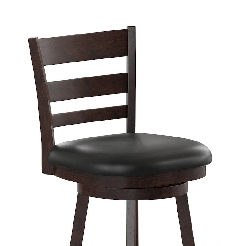 Sgabello da bancone con schienale a pioli Antique Oak/Espresso e nero con seduta girevole, 1 posto