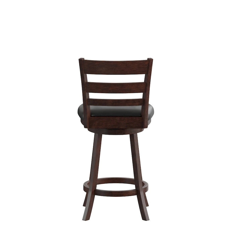 Sgabello da bancone con schienale a pioli Antique Oak/Espresso e nero con seduta girevole, 1 posto