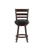 Sgabello da bancone con schienale a pioli Antique Oak/Espresso e nero con seduta girevole, 1 posto