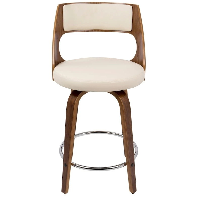 Sgabello da bancone girevole in similpelle con struttura in legno, set da 2