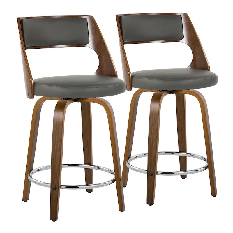 Sgabello da bancone girevole in similpelle con struttura in legno, set da 2
