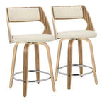 Sgabello da bancone girevole in similpelle con struttura in legno, set da 2