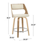 Sgabello da bancone girevole in similpelle con struttura in legno, set da 2