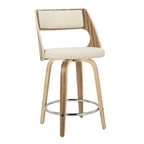 Sgabello da bancone girevole in similpelle con struttura in legno, set da 2