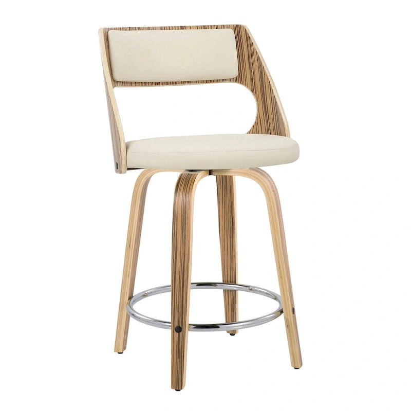 Sgabello da bancone girevole in similpelle con struttura in legno, set da 2