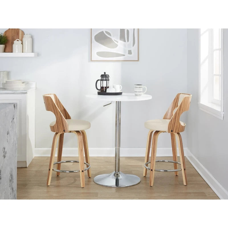 Sgabello da bancone girevole in similpelle con struttura in legno, set da 2
