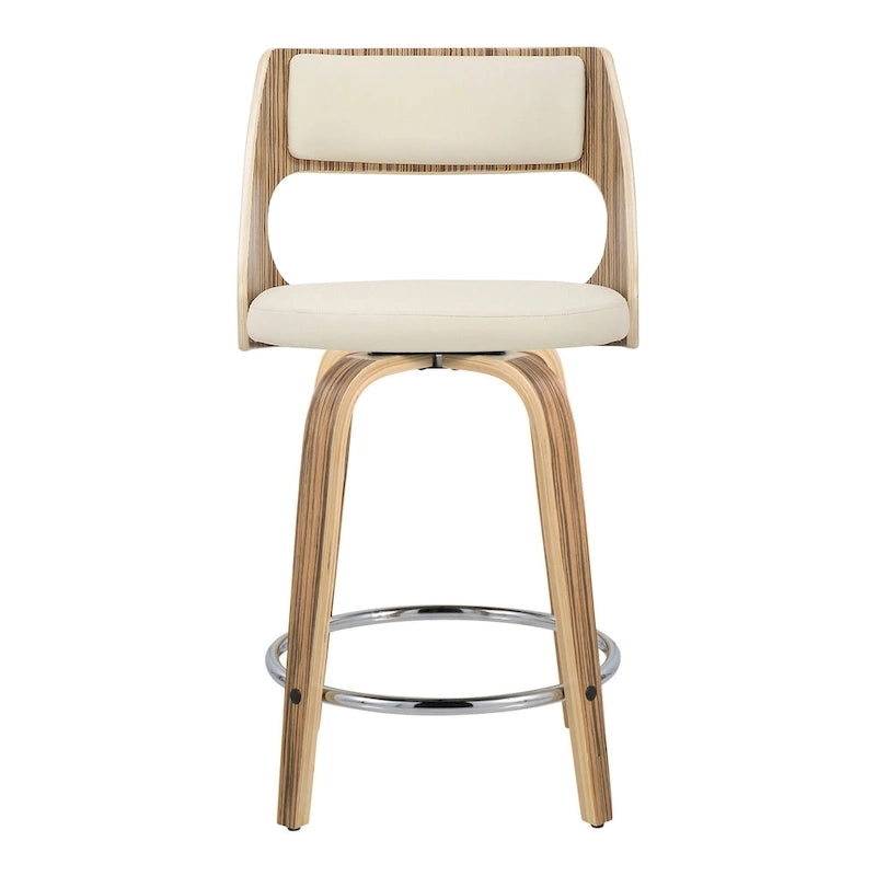 Sgabello da bancone girevole in similpelle con struttura in legno, set da 2