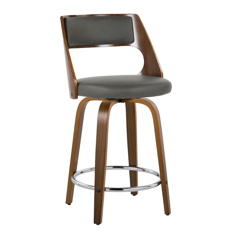 Sgabello da bancone girevole in similpelle con struttura in legno, set da 2