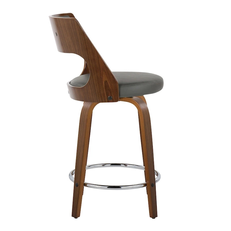 Sgabello da bancone girevole in similpelle con struttura in legno, set da 2