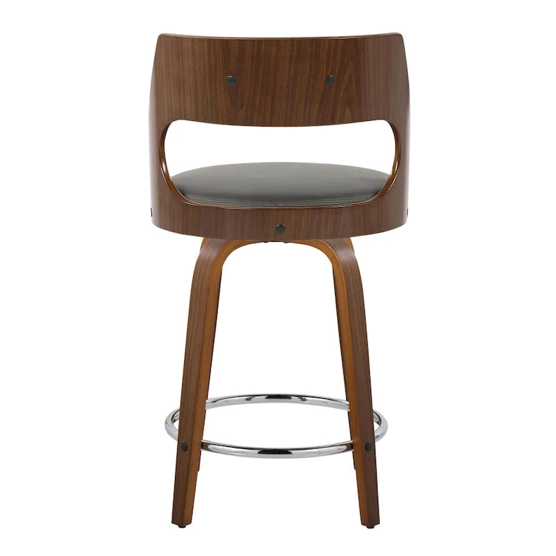 Sgabello da bancone girevole in similpelle con struttura in legno, set da 2
