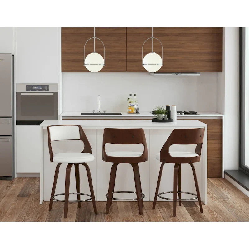 Sgabello da bancone girevole in similpelle con struttura in legno, set da 2