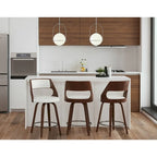 Sgabello da bancone girevole in similpelle con struttura in legno, set da 2
