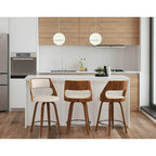 Sgabello da bancone girevole in similpelle con struttura in legno, set da 2