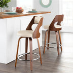 Sgabello da bancone girevole in similpelle con struttura in legno, set da 2