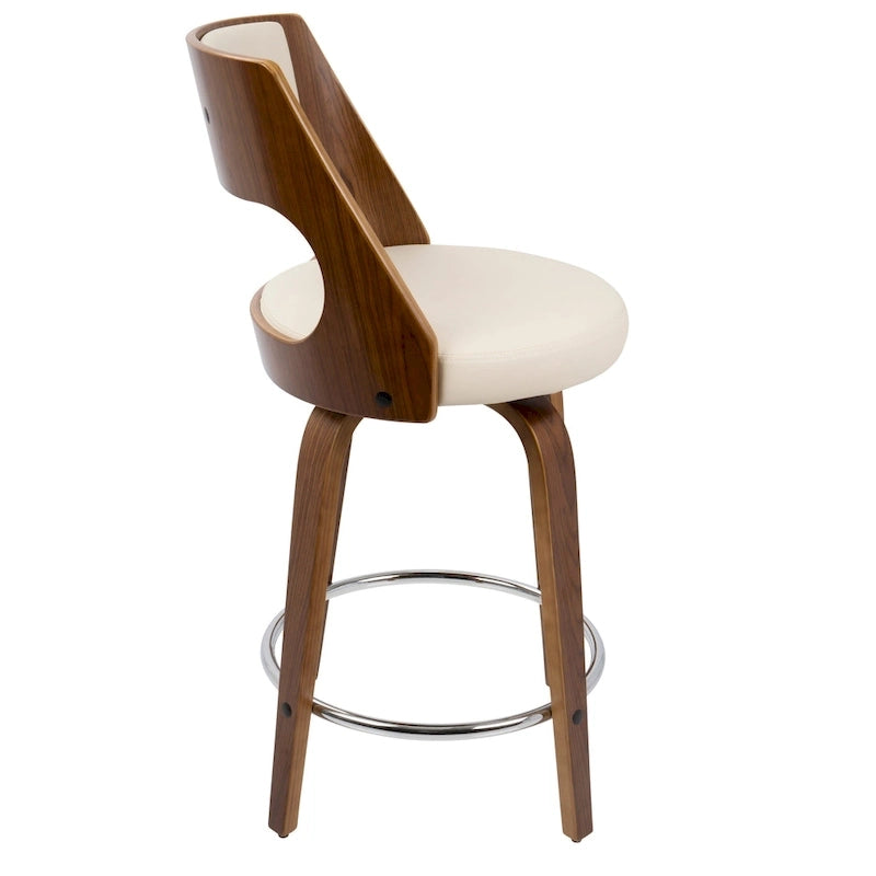 Sgabello da bancone girevole in similpelle con struttura in legno, set da 2