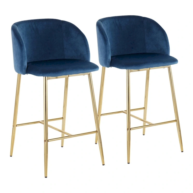 Sgabello da Bancone in Velluto, Set da 2 – Colori e Finiture Multiple