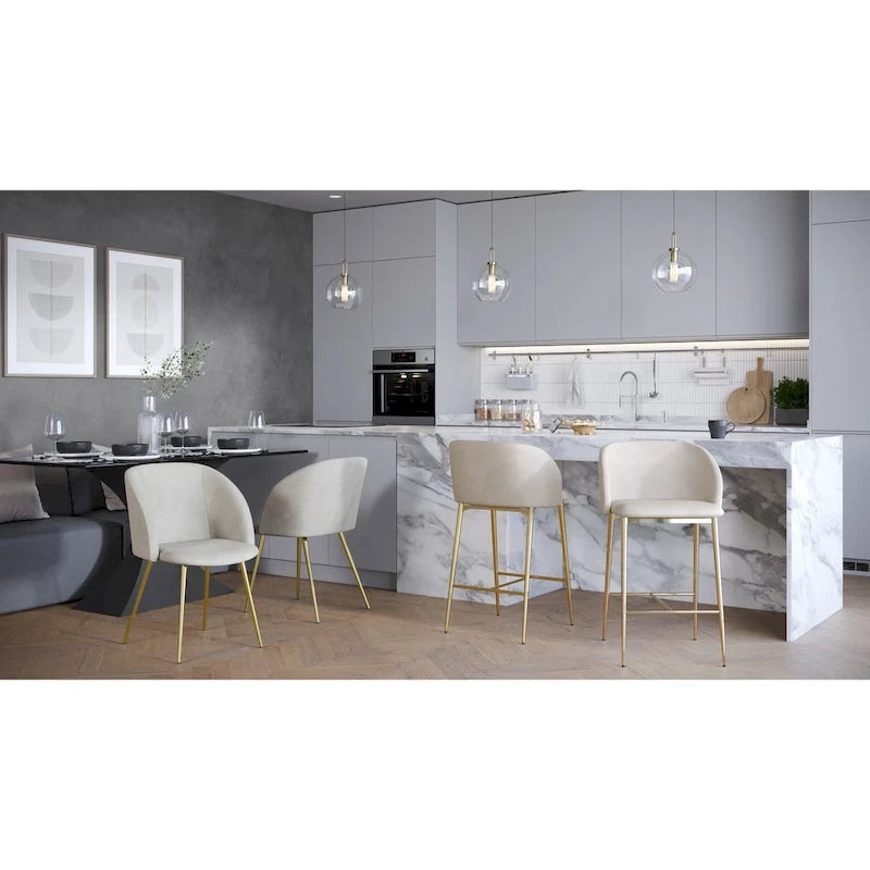 Sgabello da Bancone in Velluto, Set da 2 – Colori e Finiture Multiple