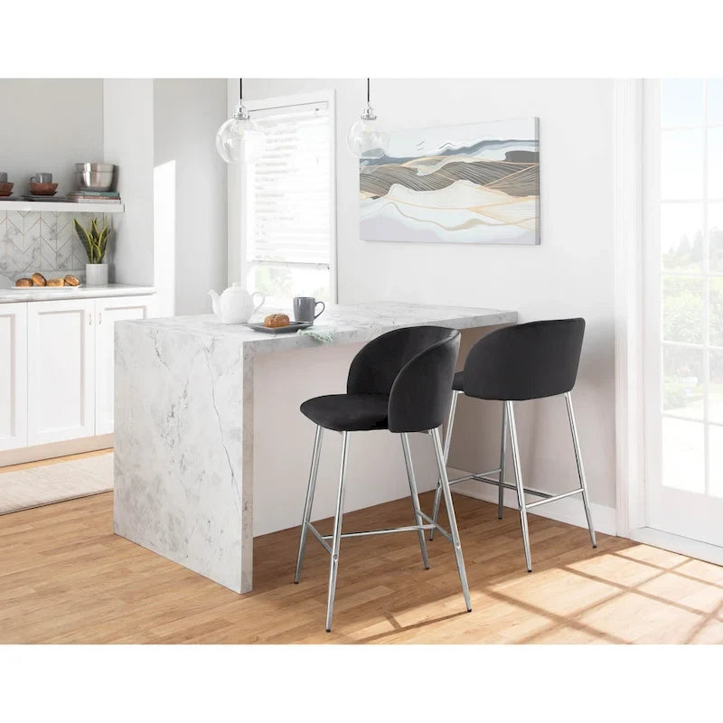 Sgabello da Bancone in Velluto, Set da 2 – Colori e Finiture Multiple