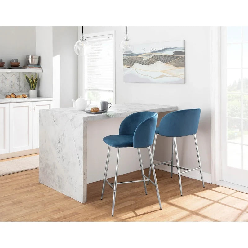 Sgabello da Bancone in Velluto, Set da 2 – Colori e Finiture Multiple