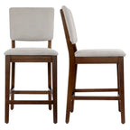 Sgabello da bancone in spugna beige/grigio con schienale, set da 2