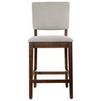 Sgabello da bancone in spugna beige/grigio con schienale, set da 2
