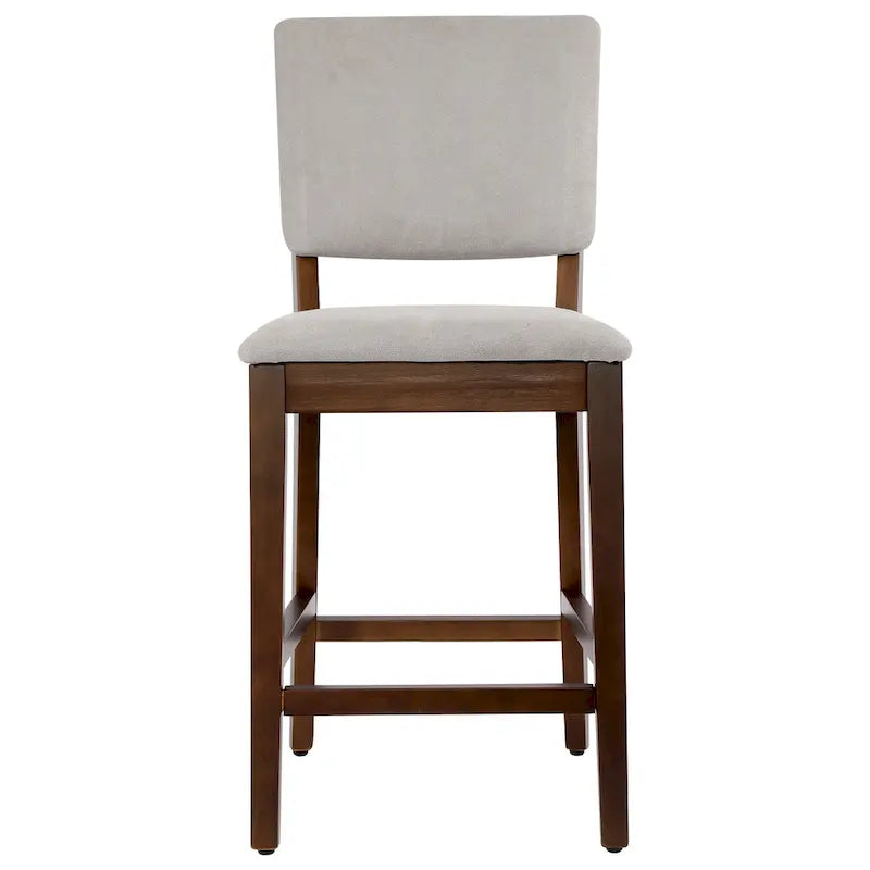 Sgabello da bancone in spugna beige/grigio con schienale, set da 2