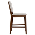 Sgabello da bancone in spugna beige/grigio con schienale, set da 2