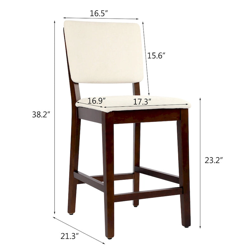 Sgabello da bancone in spugna beige/grigio con schienale, set da 2