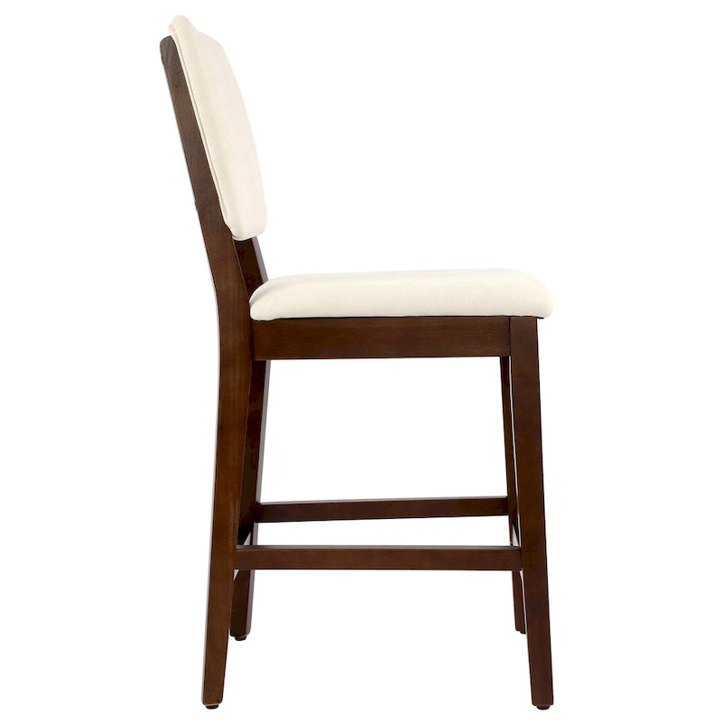 Sgabello da bancone in spugna beige/grigio con schienale, set da 2