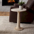 Abbott Solid Wood White Wash Round End Table with Jute Rope Wrapped Base