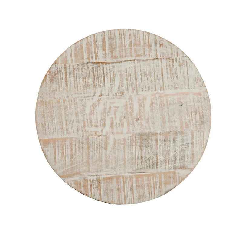 Tavolino rotondo White Wash con base rivestita in juta, 1 pezzo