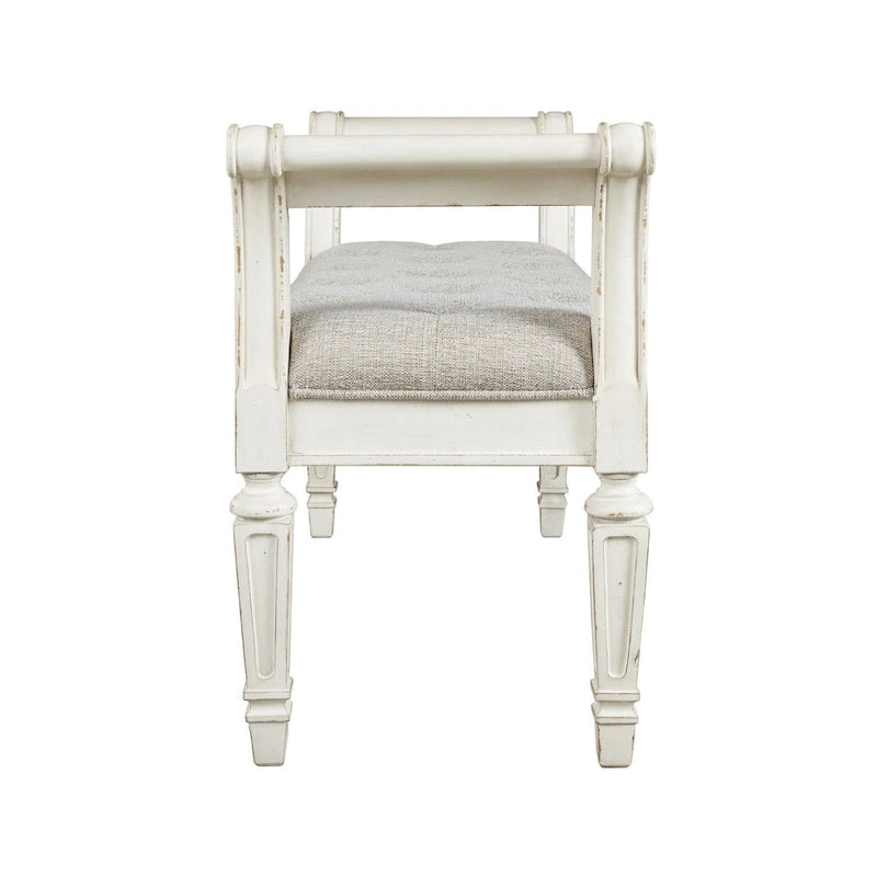 Panca imbottita singola di colore bianco antico