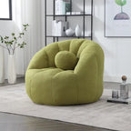Poltrona Sacco Rotonda in Bouclé Oliva / Grigia / Nera / Beige con Cuscino – Base Fissa e Girevole – 1 Posto