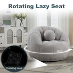 Poltrona Sacco Rotonda in Bouclé Oliva / Grigia / Nera / Beige con Cuscino – Base Fissa e Girevole – 1 Posto
