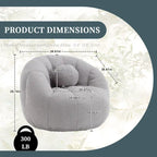 Poltrona Sacco Rotonda in Bouclé Oliva / Grigia / Nera / Beige con Cuscino – Base Fissa e Girevole – 1 Posto