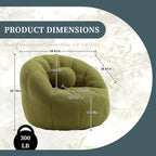 Poltrona Sacco Rotonda in Bouclé Oliva / Grigia / Nera / Beige con Cuscino – Base Fissa e Girevole – 1 Posto