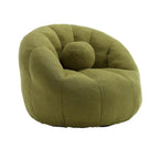 Poltrona Sacco Rotonda in Bouclé Oliva / Grigia / Nera / Beige con Cuscino – Base Fissa e Girevole – 1 Posto