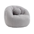 Poltrona Sacco Rotonda in Bouclé Oliva / Grigia / Nera / Beige con Cuscino – Base Fissa e Girevole – 1 Posto