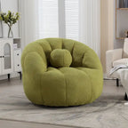 Poltrona Sacco Rotonda in Bouclé Oliva / Grigia / Nera / Beige con Cuscino – Base Fissa e Girevole – 1 Posto