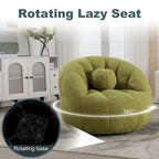 Poltrona Sacco Rotonda in Bouclé Oliva / Grigia / Nera / Beige con Cuscino – Base Fissa e Girevole – 1 Posto