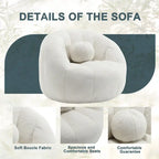 Poltrona Sacco Rotonda in Bouclé Oliva / Grigia / Nera / Beige con Cuscino – Base Fissa e Girevole – 1 Posto