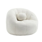 Poltrona Sacco Rotonda in Bouclé Oliva / Grigia / Nera / Beige con Cuscino – Base Fissa e Girevole – 1 Posto