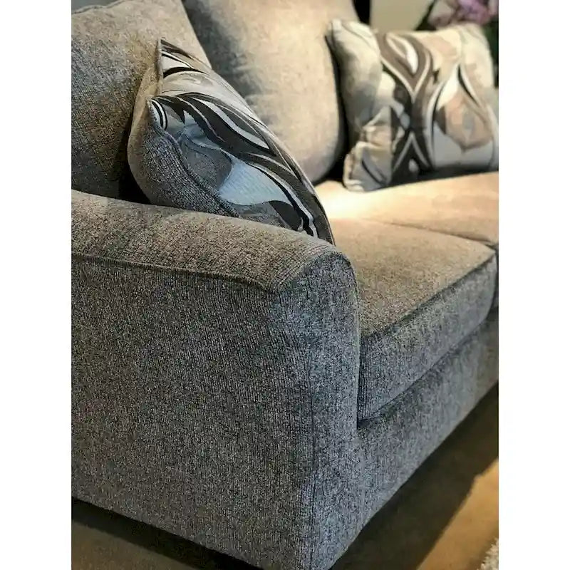 Divanetto a 2 posti con schienale imbottito in tessuto color cioccolato/grigio/argento