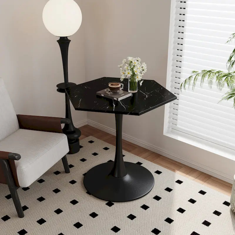 Rovere Marrone / Nero / Bianco / Marmo, Tavolo da pranzo e da caffè, Posti fino a 4